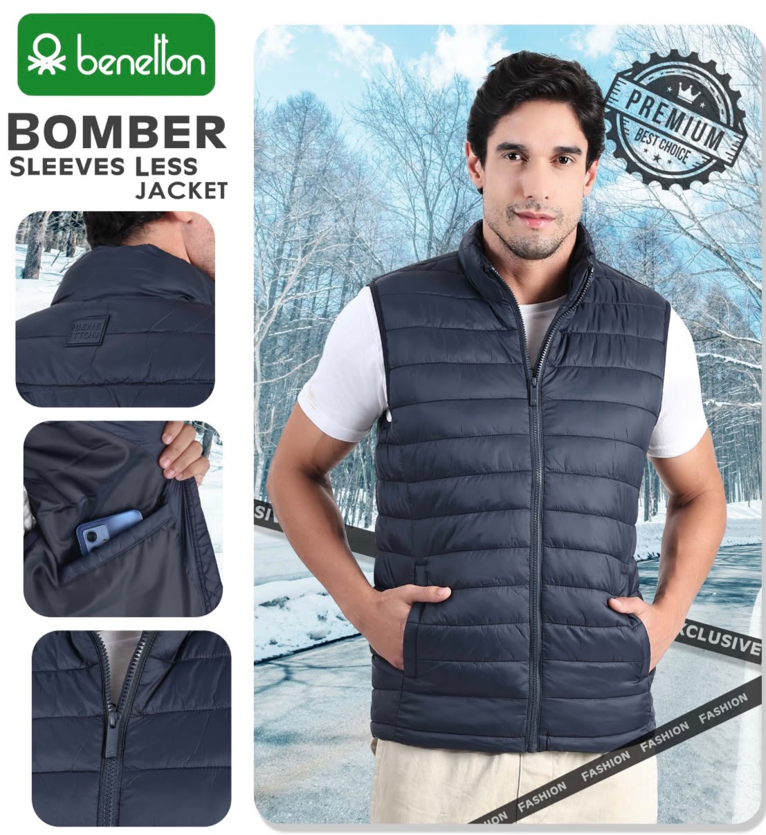 BOMBER SLEEVES LESS JACKT